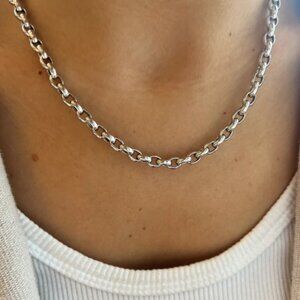 Sterling Silver Italian Rolo-Link Necklace 20"